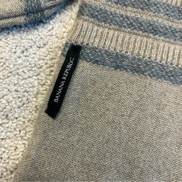 BANANA Republic tan brown gray cream striped warm fall winter knit scarf - Picture 3 of 6